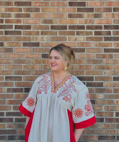 Eastern Plains Midi Dress - Red