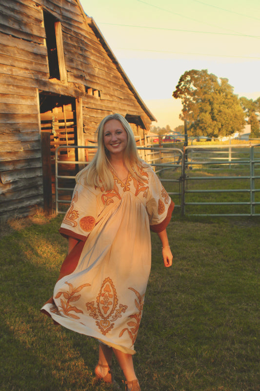 Eastern Plains Midi Dress - Brown